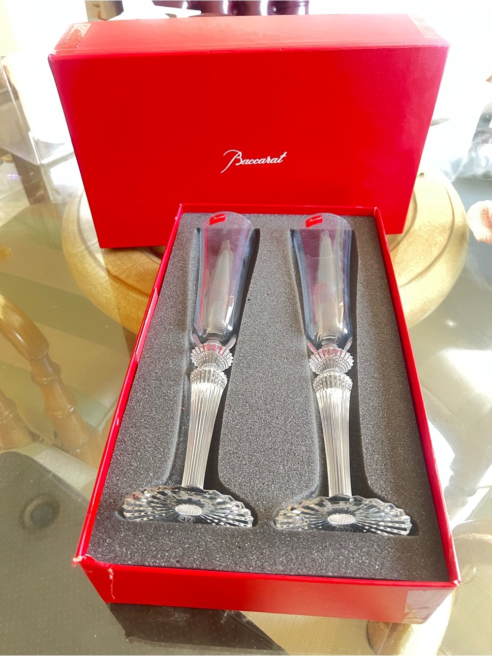 AUTHENTIC Baccarat Millie Nuits Flutisimo Champagne Flutes in Original Box